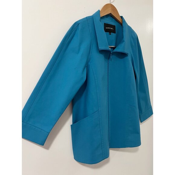 Lafayette 148 New York Blue Zip Front Casual Jacket Size Small - Picture 5 of 8